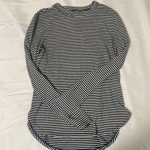 dark blue and white striped long sleeve| banana republic